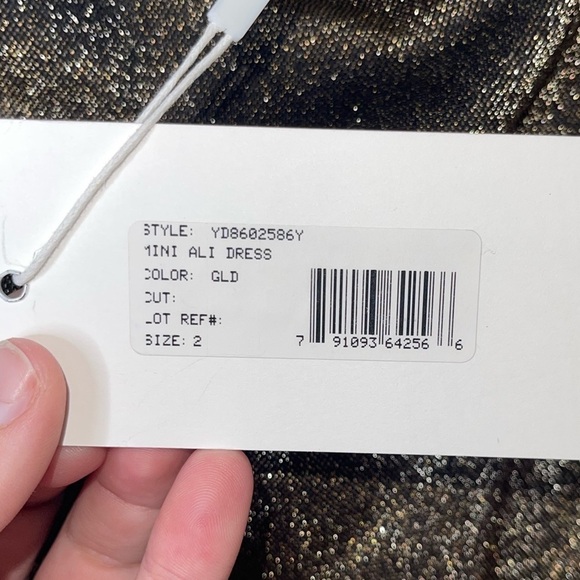 NWT LIKELY Revolve Metallic Gold Ali Strapless Ruffle Bodycon Mini Dress Size 2 - Picture 12 of 13